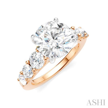1 1/5 Ctw Round Shape Round Cut Diamond Semi-Mount Engagement Ring in 14K Rose and White Gold
